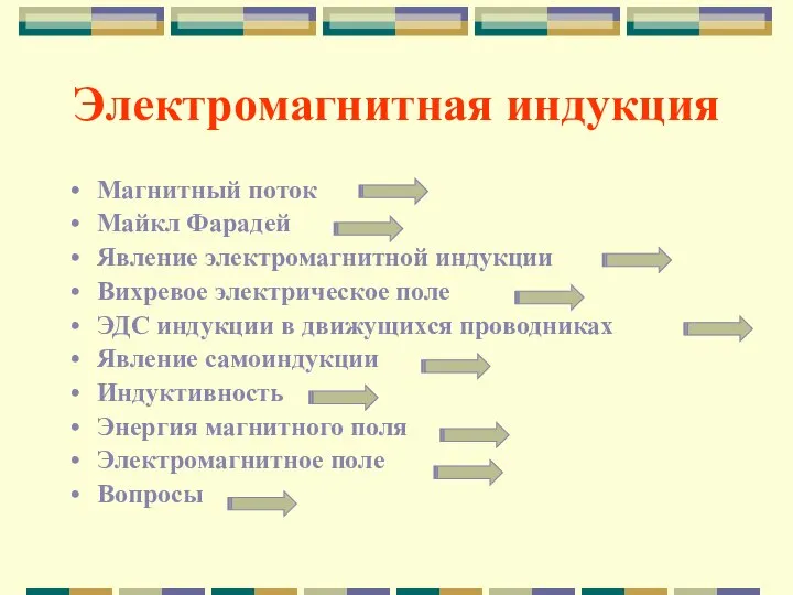 Электромагнитная индукция Магнитный поток Майкл Фарадей Явление электромагнитной индукции Вихревое электрическое поле