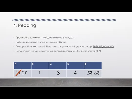 4. Reading Прочитайте заголовки. Найдите главное в каждом. Найдите ключевые слова в