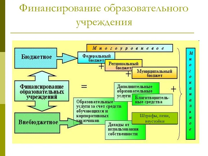 Финансирование образовательного учреждения Штрафы, пени, неустойки