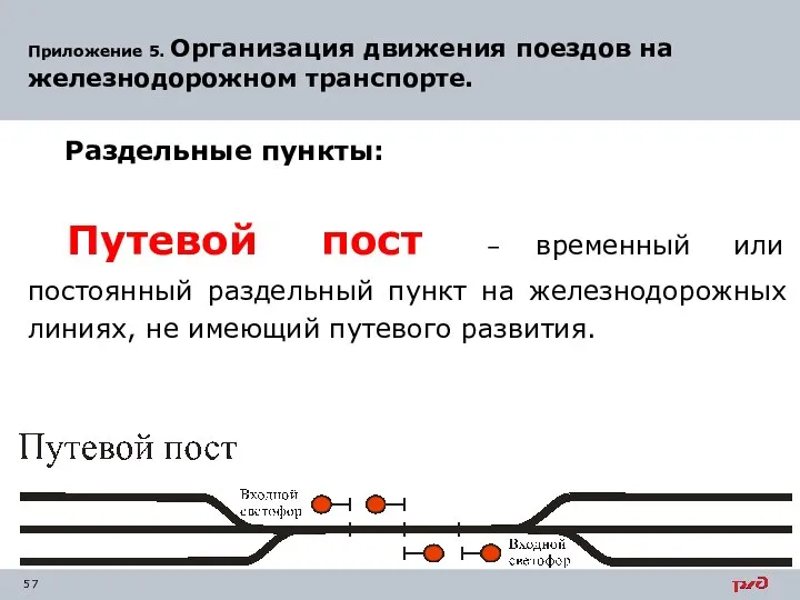 Приложение 5. Организация движения поездов на железнодорожном транспорте. Раздельные пункты: Путевой пост