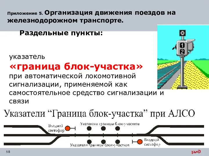 Приложение 5. Организация движения поездов на железнодорожном транспорте. указатель «граница блок-участка» при