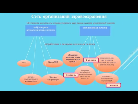 детские поликлиники и консультации ВА, АВОП областные рольные дома, перинатальные центры Специализирован