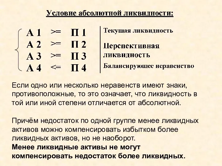 Если одно или несколько неравенств имеют знаки, противоположные, то это означает, что