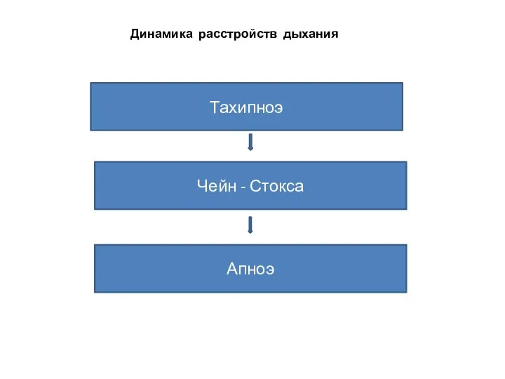 Динамика расстройств дыхания Тахипноэ Чейн - Стокса Апноэ