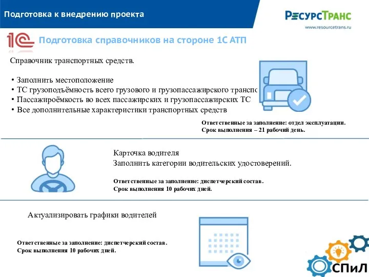 Подготовка к внедрению проекта Справочник транспортных средств. Заполнить местоположение ТС грузоподъёмность всего