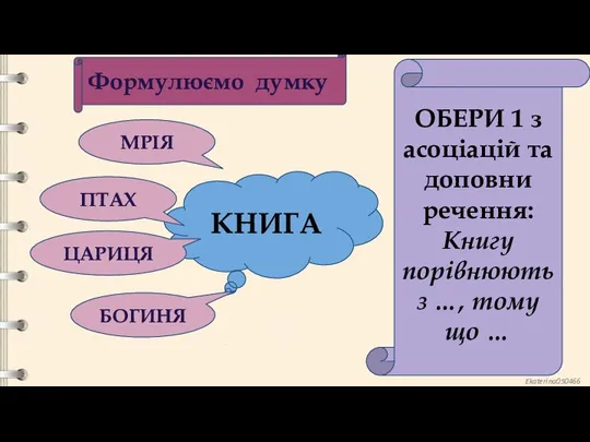 Формулюємо думку КНИГА МРІЯ ЦАРИЦЯ ПТАХ БОГИНЯ ОБЕРИ 1 з асоціацій та