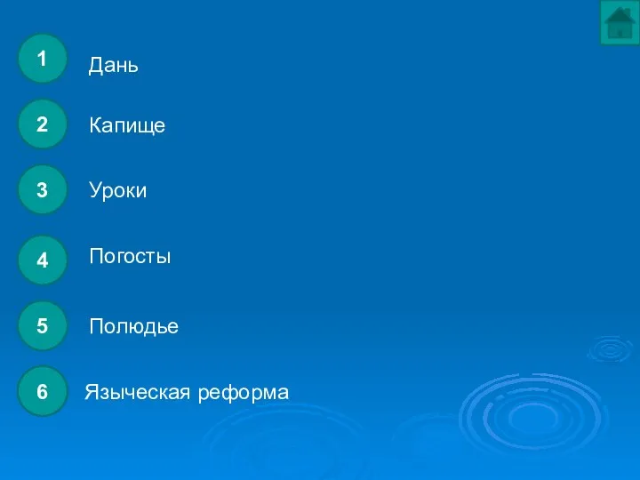 1 2 Уроки Дань 3 Капище 4 Погосты 5 Полюдье 6 Языческая реформа