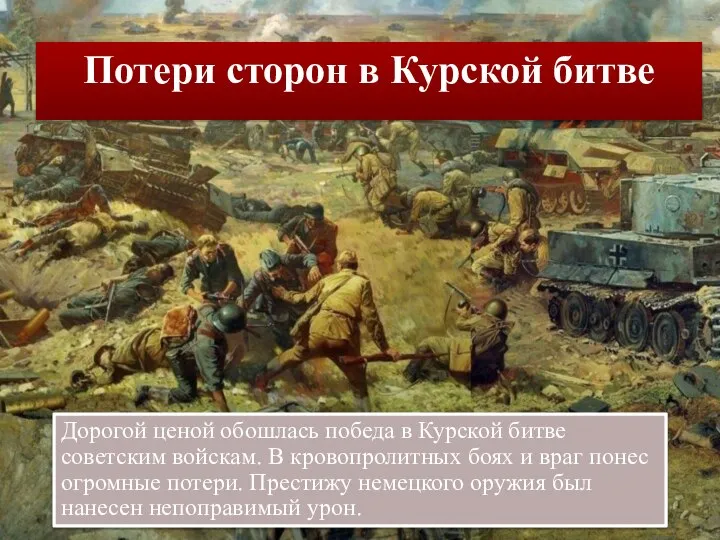 Потери сторон в Курской битве Дорогой ценой обошлась победа в Курской битве