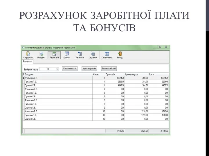 РОЗРАХУНОК ЗАРОБІТНОЇ ПЛАТИ ТА БОНУСІВ