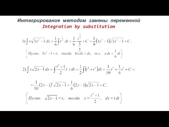 Интегрирование методом замены переменной Integration by substitution
