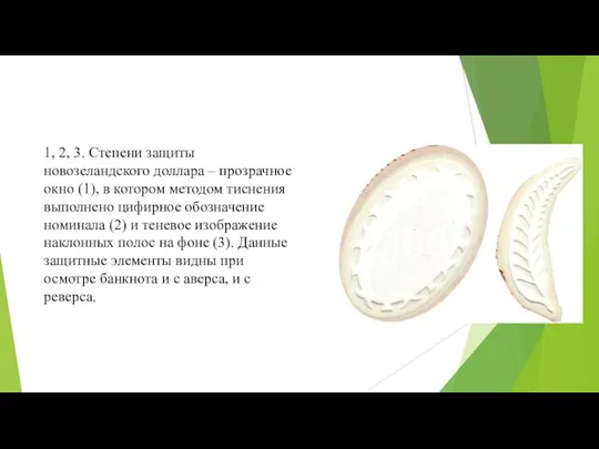 1, 2, 3. Степени защиты новозеландского доллара – прозрачное окно (1), в