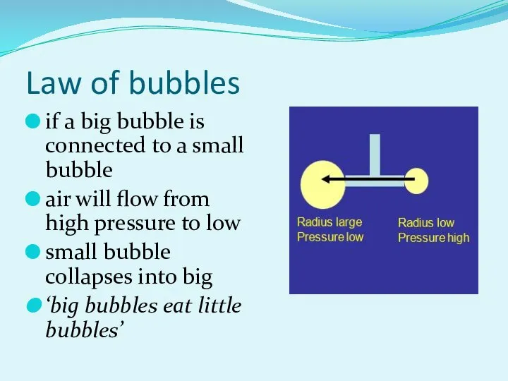 Law of bubbles if a big bubble is connected to a small