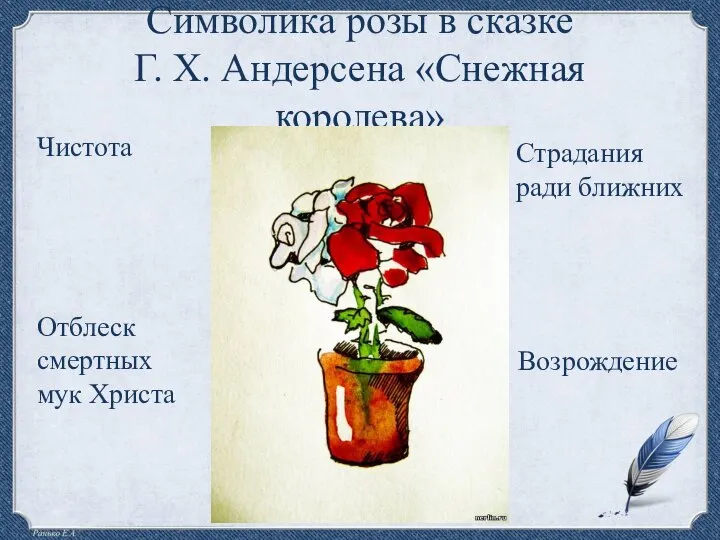Символика розы в сказке Г. Х. Андерсена «Снежная королева» Чистота Страдания ради
