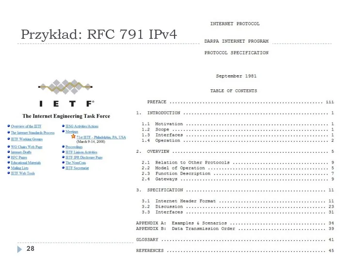Przykład: RFC 791 IPv4
