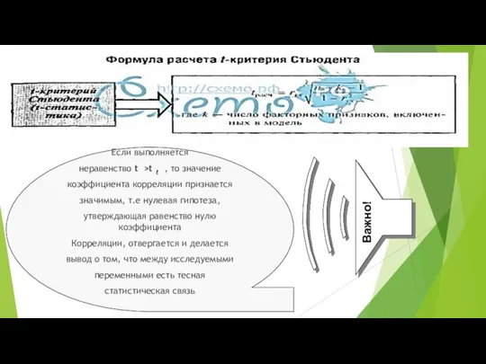 Если выполняется неравенство t >t ℓ , то значение коэффициента корреляции признается