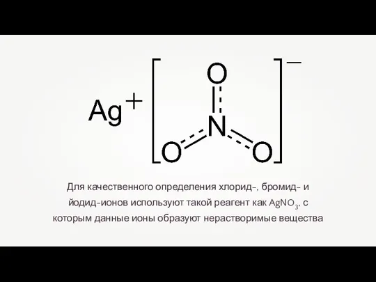 Для качественного определения хлорид-, бромид- и йодид-ионов используют такой реагент как AgNO3,