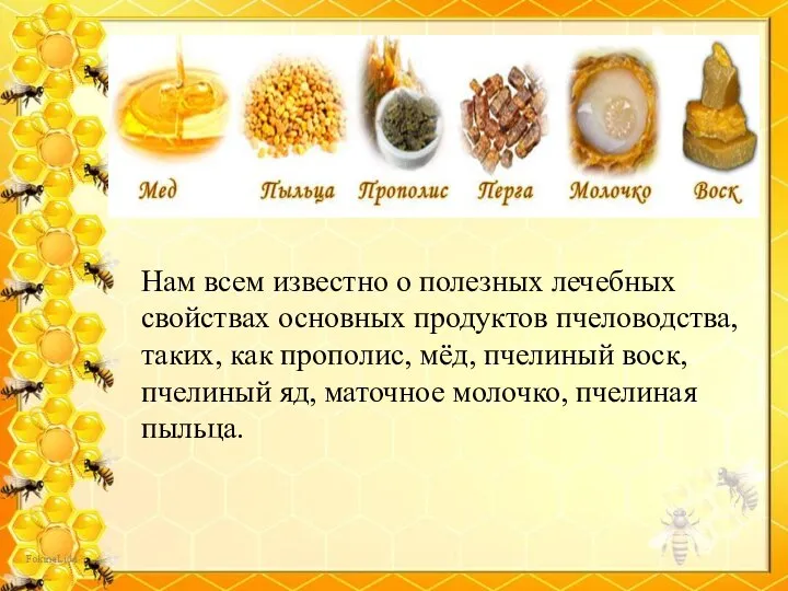 Нам всем известно о полезных лечебных свойствах основных продуктов пчеловодства, таких, как