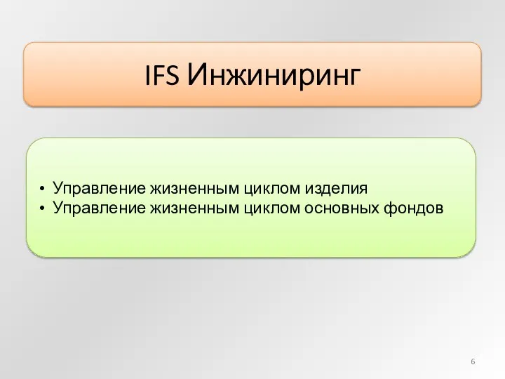 IFS Инжиниринг Управление жизненным циклом изделия Управление жизненным циклом основных фондов