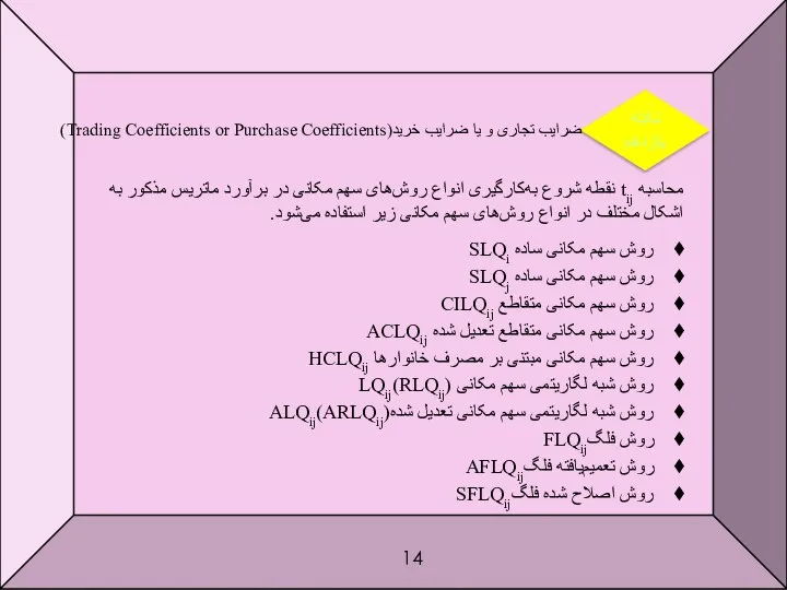 نکته یازدهم ضرایب تجاری و یا ضرایب خرید(Trading Coefficients or Purchase Coefficients)