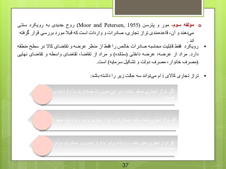 مؤلفه سوم- مور و پترسن (Moor and Petersen, 1955) روح جدیدی به