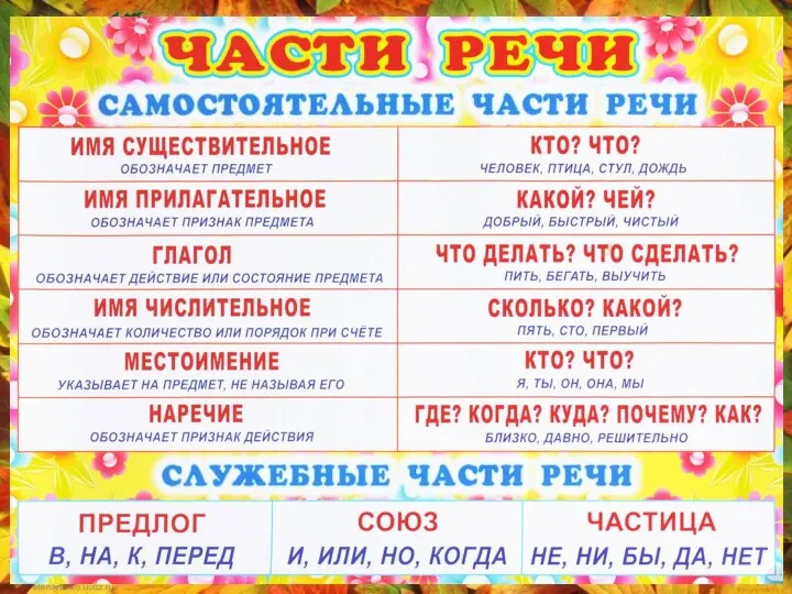 Какие части речи вы знаете?