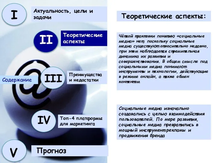 Теоретические аспекты: Чёткой трактовки понятию «социальные медиа» нет, поскольку социальные медиа существуют