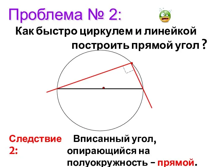 Проблема № 2: Как быстро циркулем и линейкой построить прямой угол ?