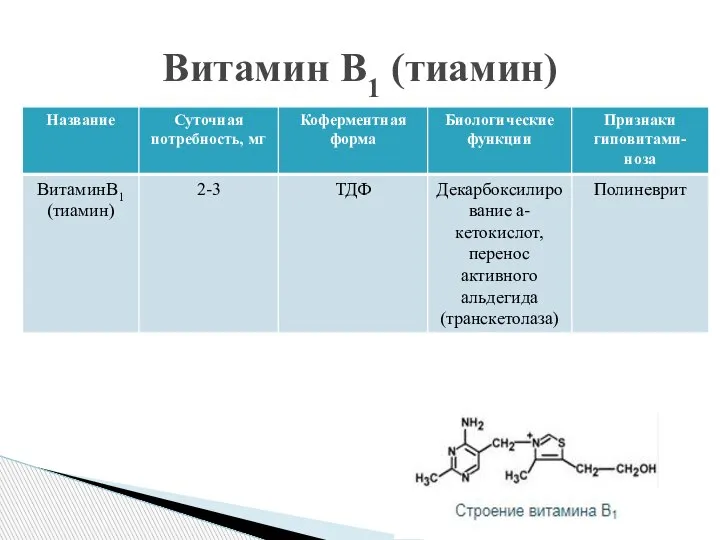 Витамин В1 (тиамин)