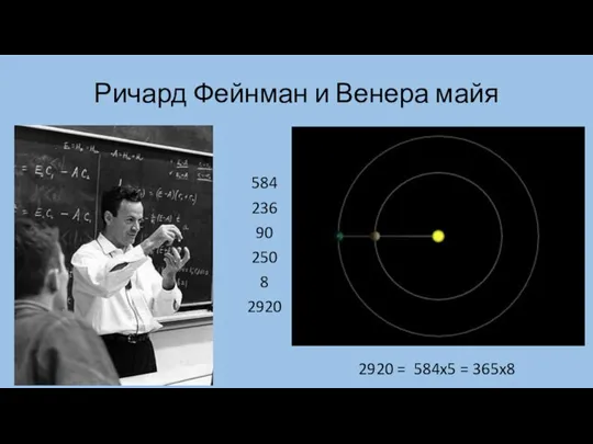 Ричард Фейнман и Венера майя 584 236 90 250 8 2920 2920 = 584x5 = 365x8