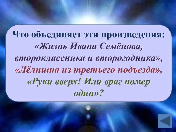 Что объединяет эти произведения: «Жизнь Ивана Семёнова, второклассника и второгодника», «Лёлишна из