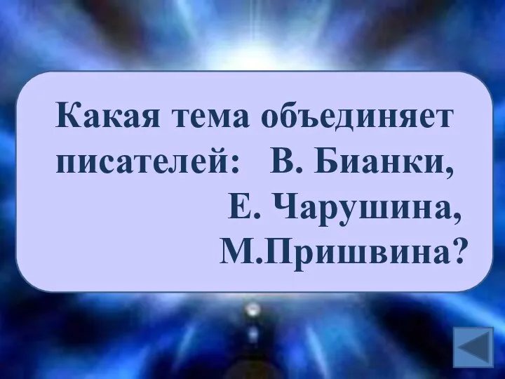 Какая тема объединяет писателей: В. Бианки, Е. Чарушина, М.Пришвина?