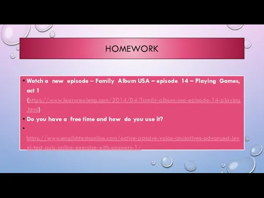 HOMEWORK Watch a new episode – Family Album USA – episode 14