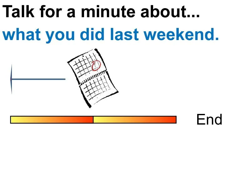 Talk for a minute about... End what you did last weekend.