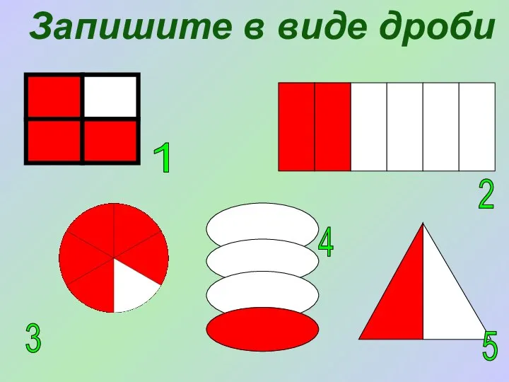 Запишите в виде дроби 1 2 3 4 5