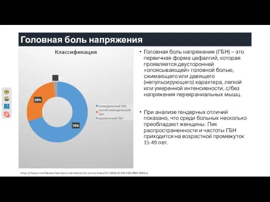 Головная боль напряжения Головная боль напряжения (ГБН) – это первичная форма цефалгий,