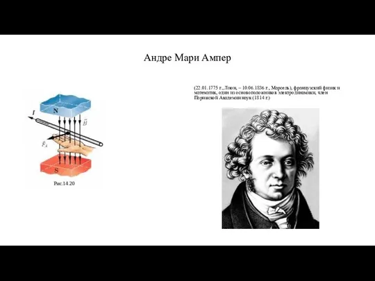 Андре Мари Ампер (22.01.1775 г., Лион, – 10.06.1836 г., Марсель), французский физик