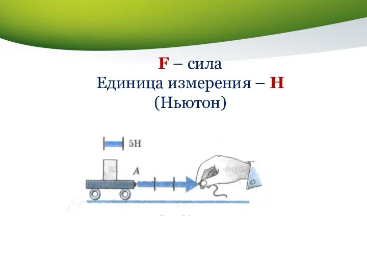 F – сила Единица измерения – Н (Ньютон)