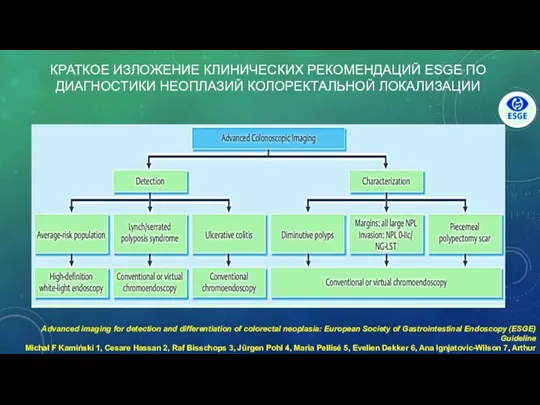 КРАТКОЕ ИЗЛОЖЕНИЕ КЛИНИЧЕСКИХ РЕКОМЕНДАЦИЙ ESGE ПО ДИАГНОСТИКИ НЕОПЛАЗИЙ КОЛОРЕКТАЛЬНОЙ ЛОКАЛИЗАЦИИ Advanced imaging