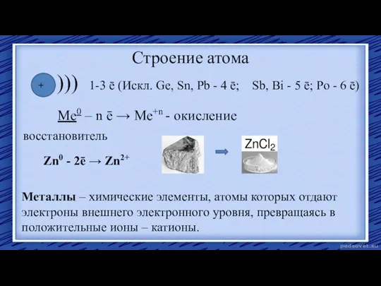 Строение атома ))) 1-3 ē (Искл. Ge, Sn, Pb - 4 ē;