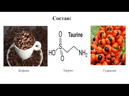 Состав: Кофеин Таурин Гуаранин