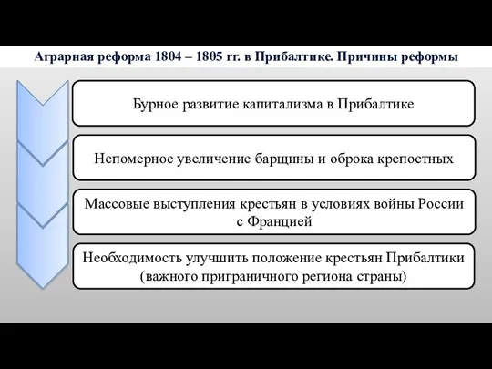 Аграрная реформа 1804 – 1805 гг. в Прибалтике. Причины реформы Бурное развитие