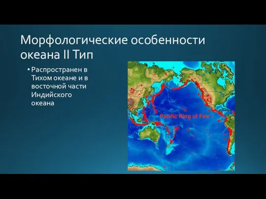Морфологические особенности океана II Тип Распространен в Тихом океане и в восточной части Индийского океана