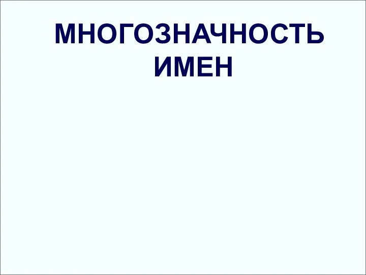 МНОГОЗНАЧНОСТЬ ИМЕН