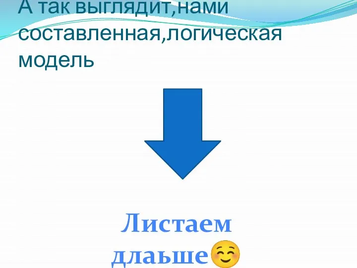 А так выглядит,нами составленная,логическая модель Листаем длаьше☺