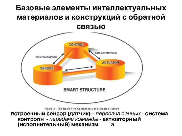 Базовые элементы интеллектуальных материалов и конструкций с обратной связью встроенный сенсор (датчик)