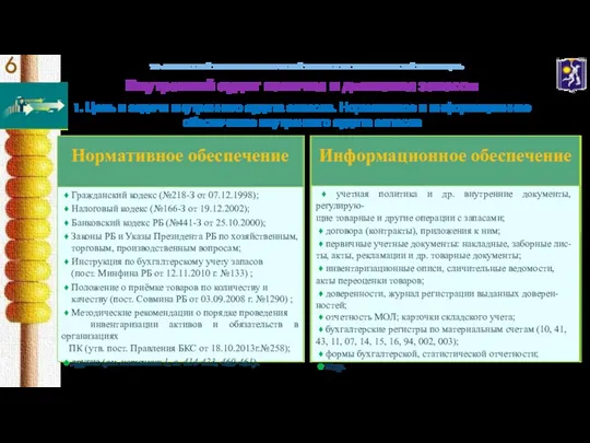 УО «БЕЛОРУССКИЙ ТОРГОВО-ЭКОНОМИЧЕСКИЙ УНИВЕРСИТЕТ ПОТРЕБИТЕЛЬСКОЙ КООПЕРАЦИИ» Внутренний аудит наличия и движения запасов