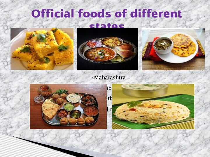 Official foods of different states Gujarat Maharashtra Punjab Rajasthan Tamil nadu