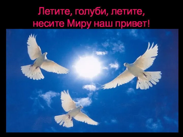Летите, голуби, летите, несите Миру наш привет!