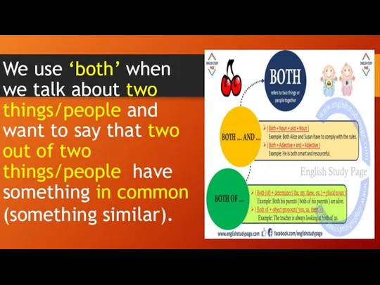 We use ‘both’ when we talk about two things/people and want to