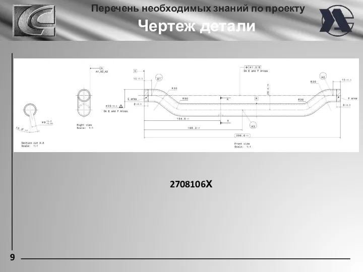 9 Перечень необходимых знаний по проекту Чертеж детали 2708106Х